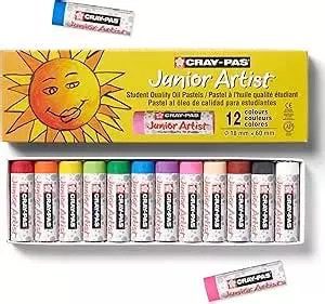 Set of Cray-Pas Junior Artist oil pastels with 12 vibrant colors.